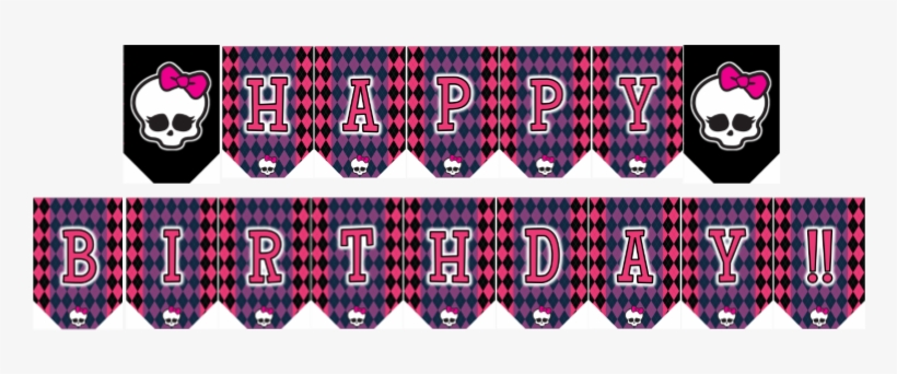 Banner - Monster High Birthday Banner, transparent png download