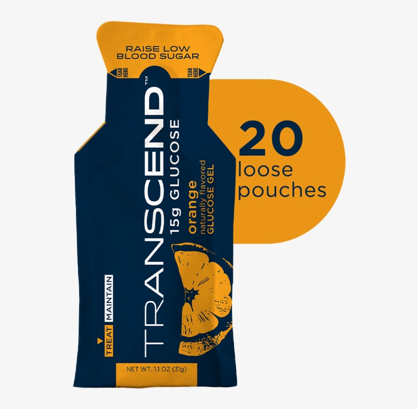 Transcend 15g Glucose Gel - Transcend Orange-flavoured Glucose Gels - 15gram Packets, transparent png download