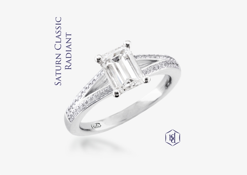Emerald Cut Platinum Solitaire Diamond Band - Pre-engagement Ring, transparent png download