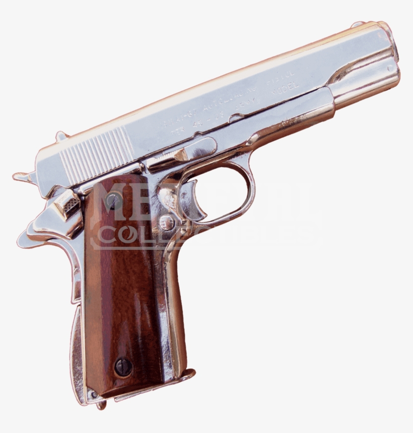 45 Caliber Automatic Pistol Nickel Finish - Handgun, transparent png download