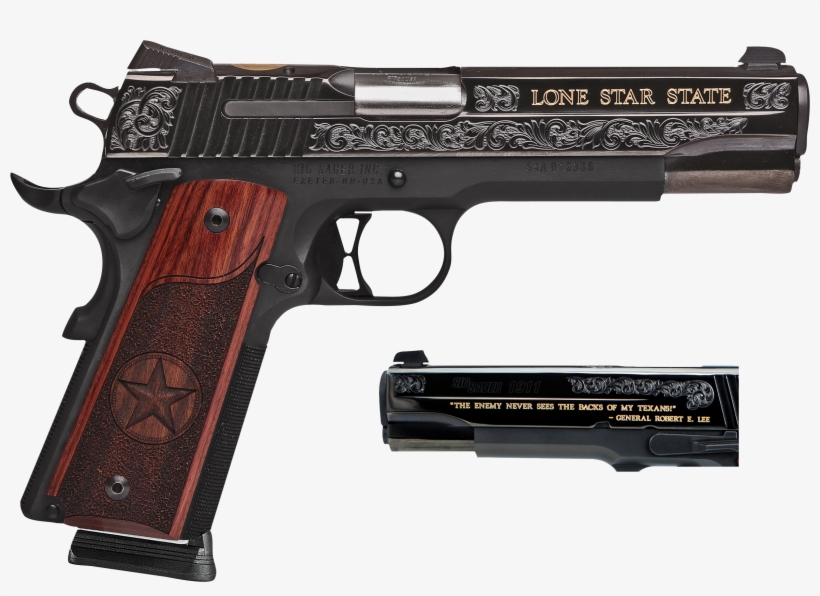 Sig 191145txg 1911 45 Eng Tex Gold Grp - Sig Sauer 1911 Texas Gold, transparent png download