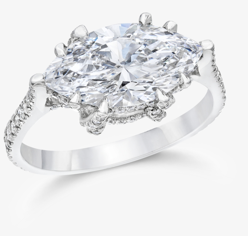 Horizontal Diamond Engagment Ring, Vines - Ring, transparent png download