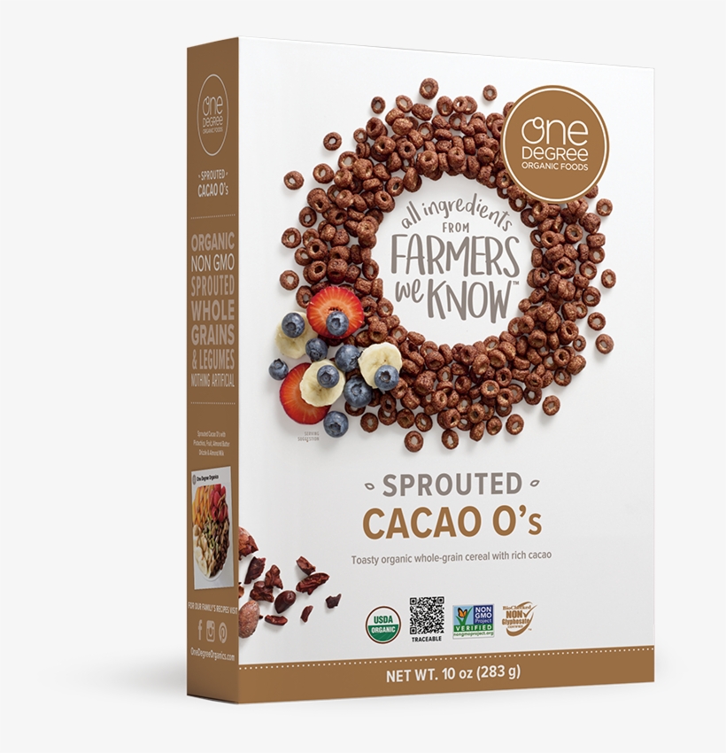 Sprouted Cacao O's - One Degree Cacao O's Cereal, transparent png download