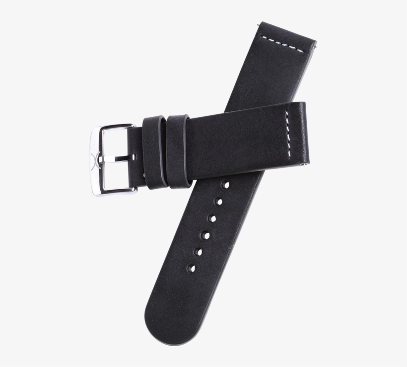 Xeric 22mm Smooth Black Leather Strap With Navy Backing - Strap, transparent png download