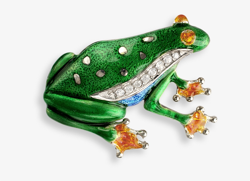 Nicole Barr Designs Sterling Silver Brooch Frog Green - Brooch, transparent png download