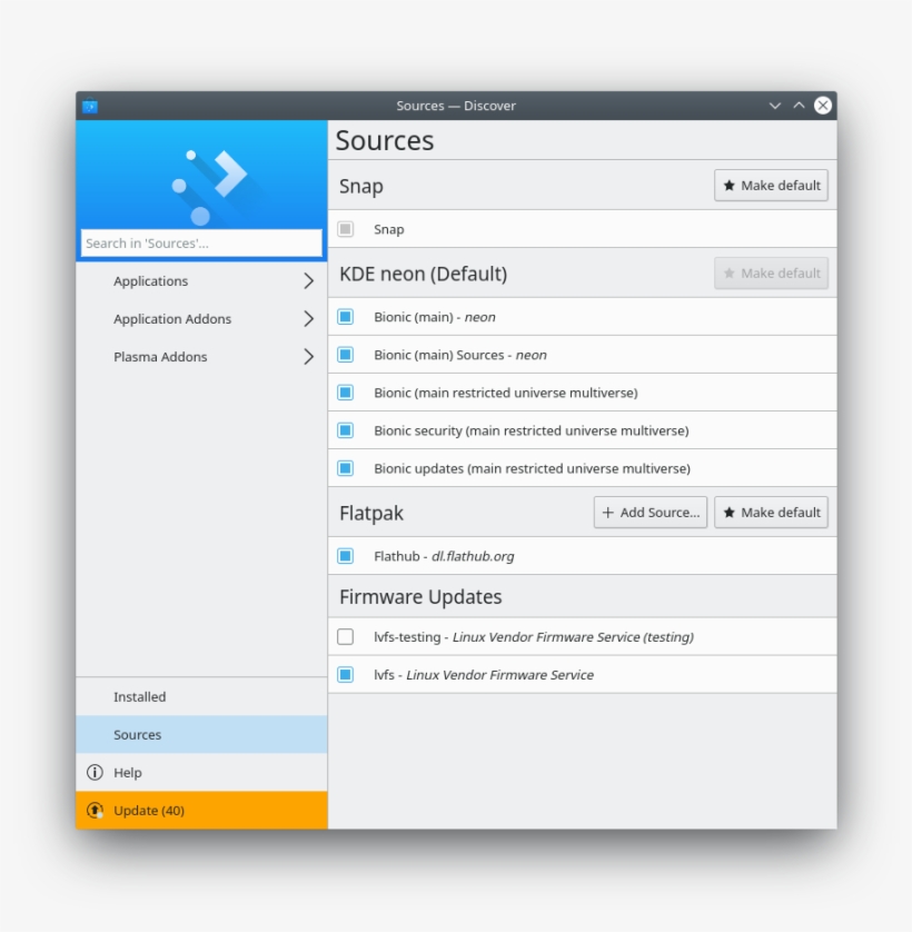 Discover's Settings Page Has Been Renamed “sources” - Desktop Environment, transparent png download
