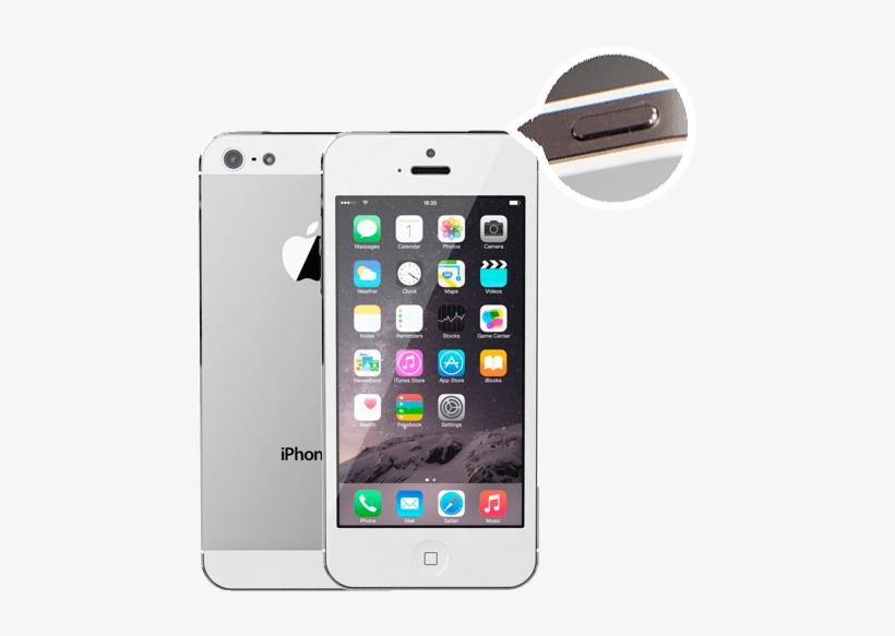 Iphone5 Power Volume Button Repair - Apple Iphone 5 16gb White/silver - Refurbished - (sim, transparent png download
