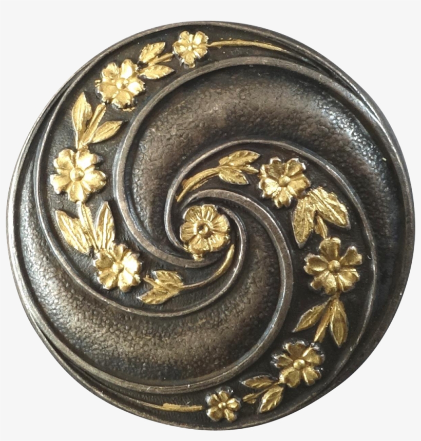 Antique Victorian Partially Gilded Metal Button Flower - Button, transparent png download