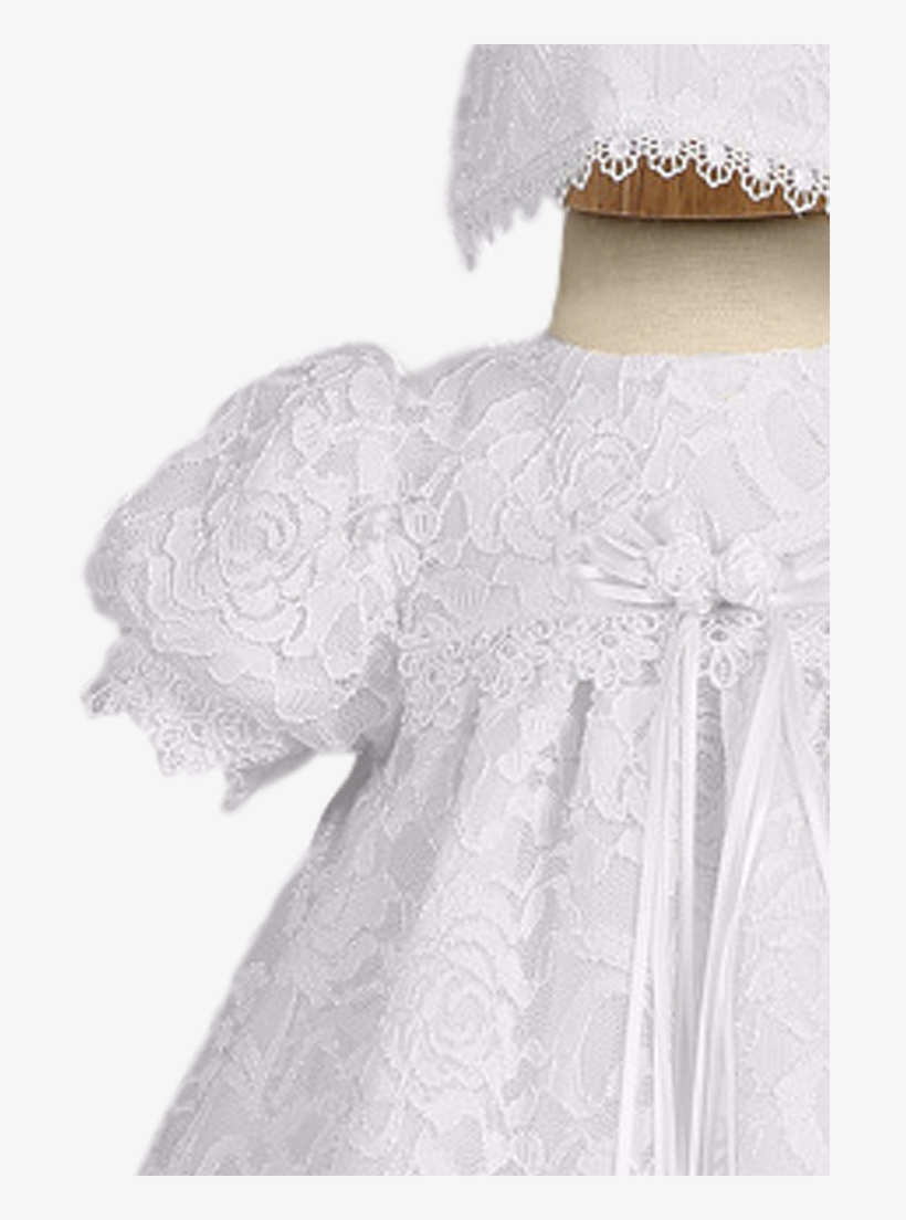Floral Lace Overlay Satin Christening Gown Baby Girls - Baptismal Clothing, transparent png download
