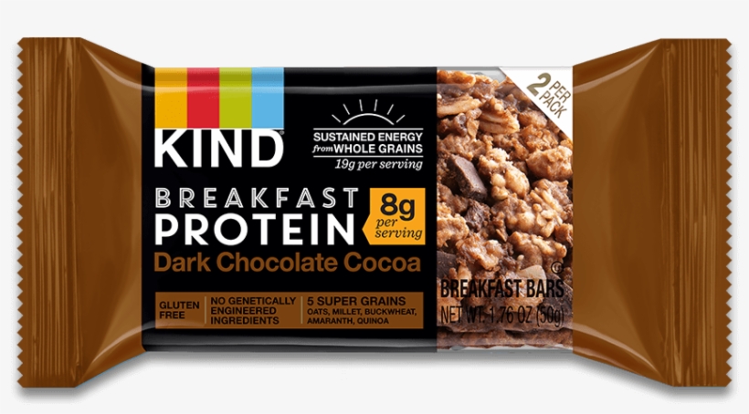 Dark Chocolate Cocoa - Kind Breakfast Bar Dark Chocolate Cocoa, transparent png download