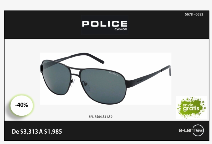 40% De Descuento Y Envío Gratis En Este Modelo De Police - Sunglasses, transparent png download