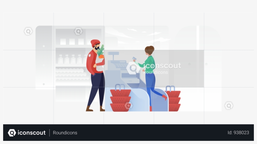 Man Paying At Cashier In Shopping Mall Illustration - Shopping Mall, transparent png download