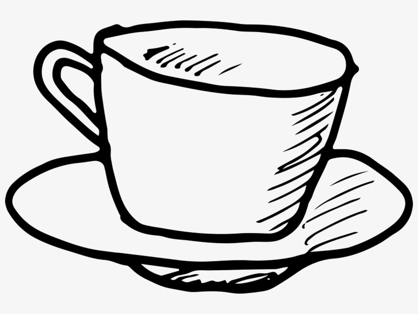 Coffee Cup And Saucer Outline Rubber Stamp - Coffee Cup Png Outline, transparent png download