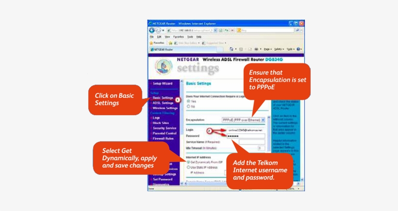 Click On Basic Settings - Netgear Router Setup Telkom, transparent png download