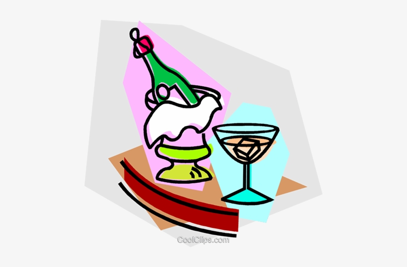Champagne Bottle In A Ice Bucket Royalty Free Vector, transparent png download