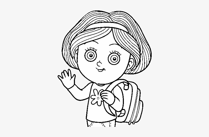 School Girl Coloring Page - School Girl For Coloring Png, transparent png download