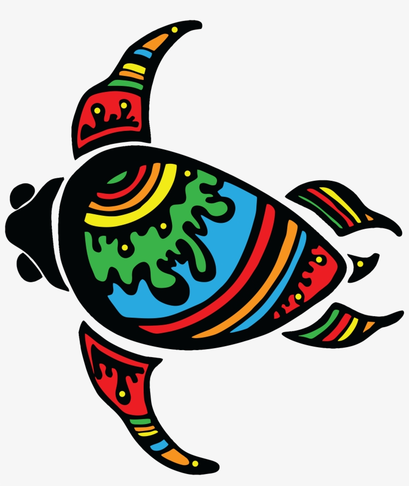 Free Clipart Of A Colorful Swimming Sea Turtle - Turtle Colorful, transparent png download