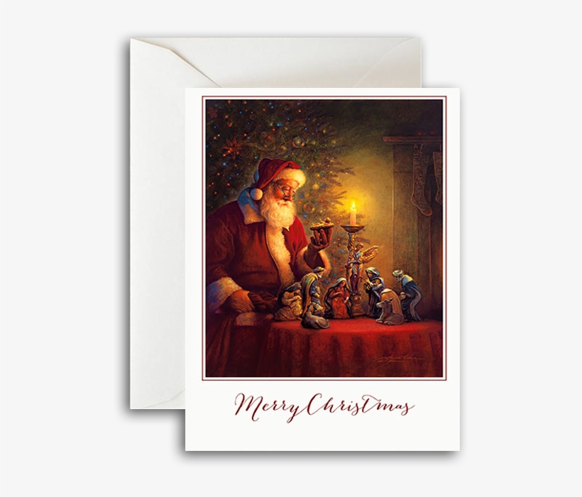 Santa Praying At The Manger, transparent png download
