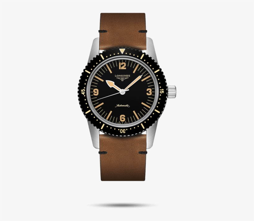 Longines Skin Diver On Leather Strap - Longines Heritage Skin Diver, transparent png download