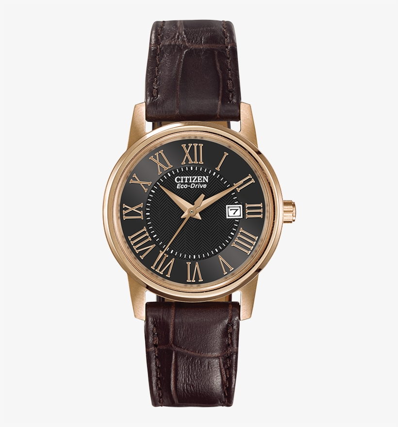 Citizen Eco Drive Round Rose Gold Tone Stainless Steel - Citizen Eco Drive Gold Leather, transparent png download