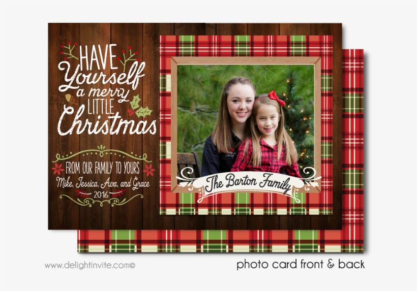 Woodsy Rustic Christmas Holiday Photo Cards - Tartan, transparent png download