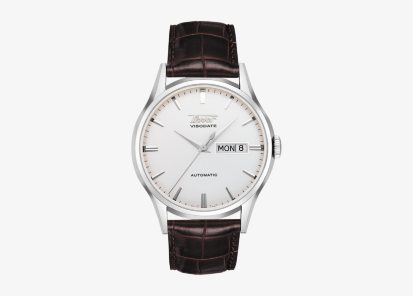 Tissot Visodate Men's Silver Automatic Brown Leather - Tissot Powermatic 80 Open Heart, transparent png download