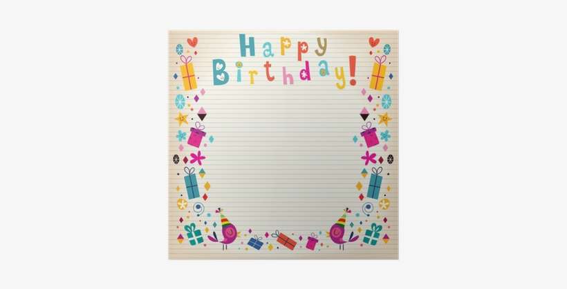 Happy Birthday Border Lined Paper Retro Card Poster - Happy Birthday Border, transparent png download