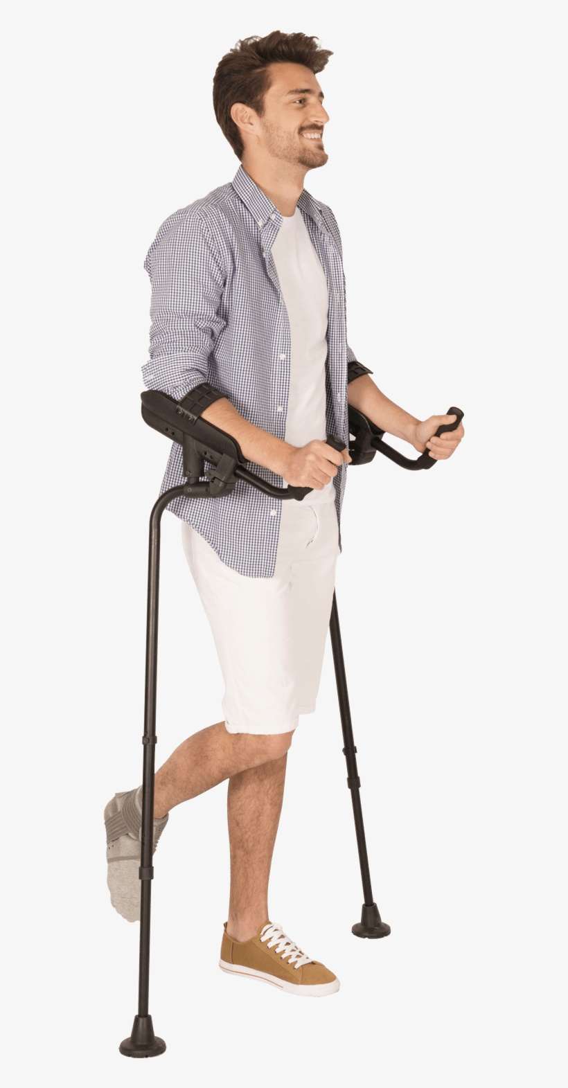 He Suffered While Using Standard Crutches Many Times, - Personas Con Muletas Png, transparent png download