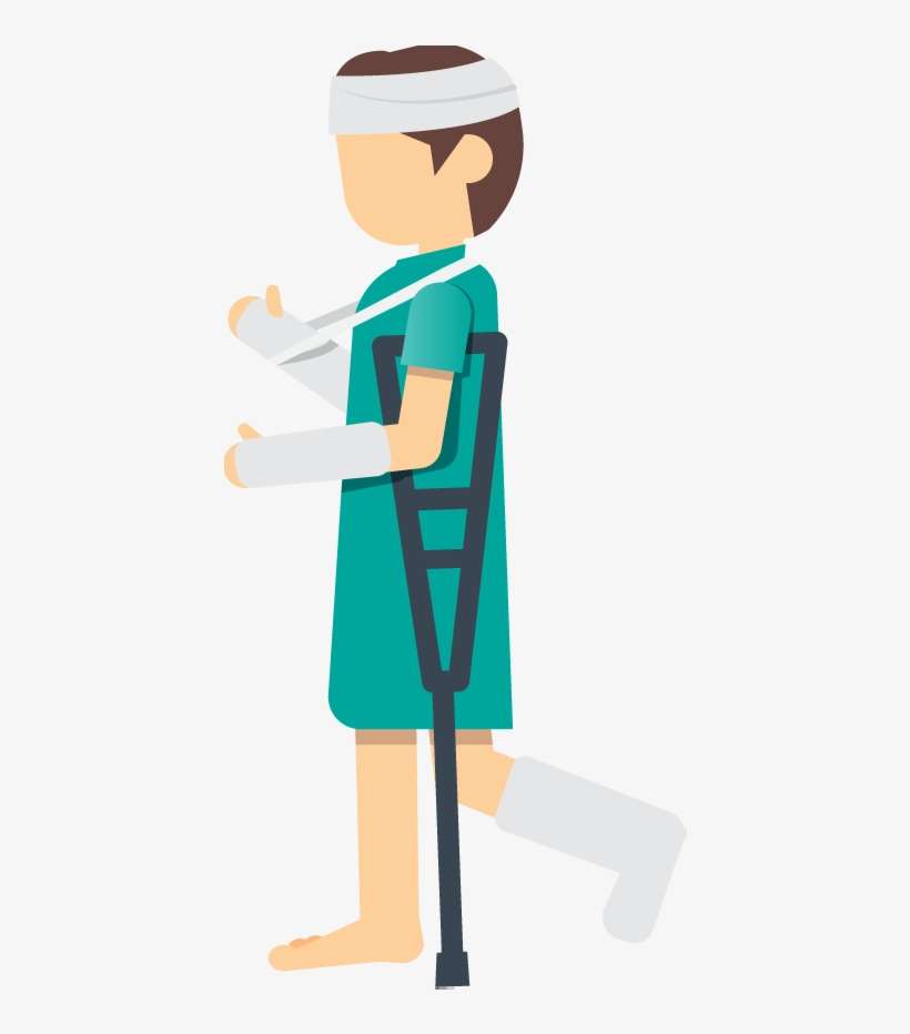 Clip Art A Woman Patient With An Injured Leg Foot Or - Paciente En Muletas Dibujo, transparent png download