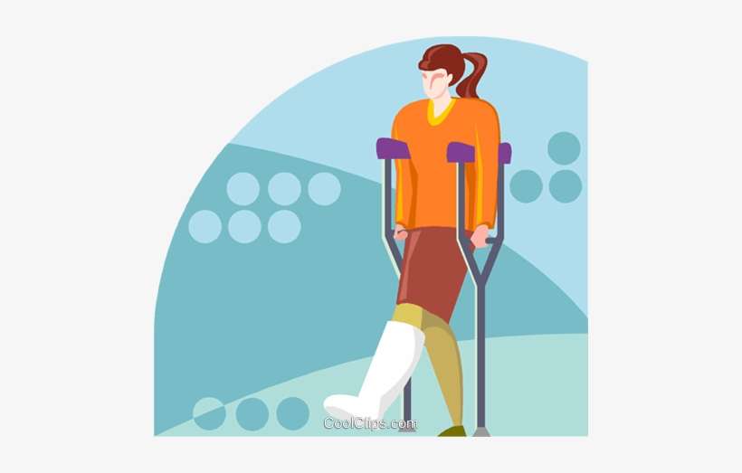 Woman On Crutches Royalty Free Vector Clip Art Illustration - Frau An Krücken Clipart, transparent png download