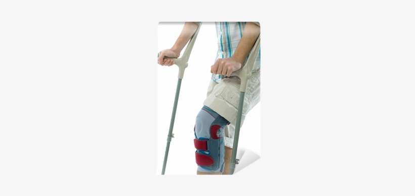 Bandage On Knee Of Man's On Crutches Wall Mural • Pixers® - Andrew Sfouggatakis, transparent png download
