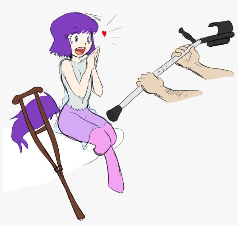 Dj Black N White, Crutches, Father And Daughter, Female, - Cartoon, transparent png download