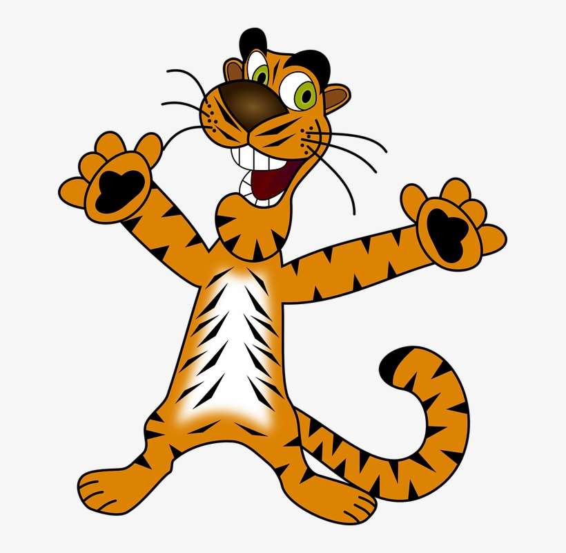 Tiger, Happy, Euphoric, Cat, Nature, Wild, Wild Life - Public Domain Cartoon Tiger, transparent png download