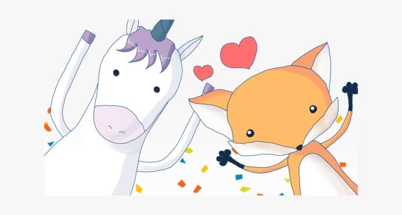 Fox Unicorn - Fox And A Unicorn Together, transparent png download