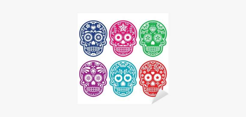 Mexican Sugar Skull, Dia De Los Muertos Colorful Icons - Colores Del Dia De Los Muertos, transparent png download