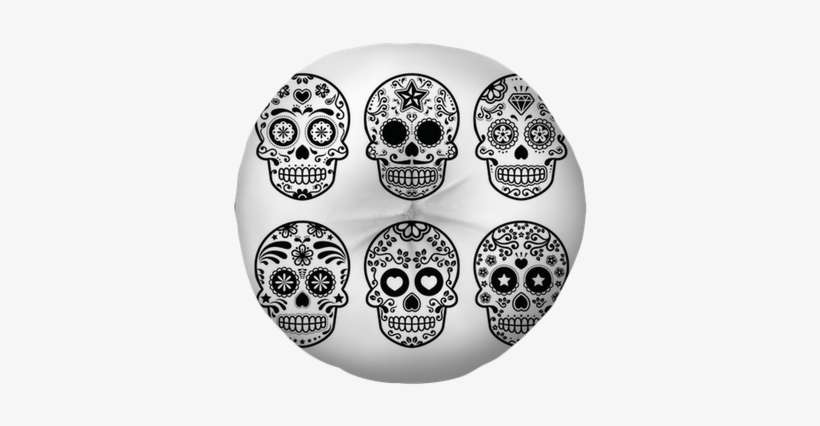 Mexican Sugar Skull, Dia De Los Muertos Icons Set Tufted - Simple Day Of The Dead Skull Designs, transparent png download