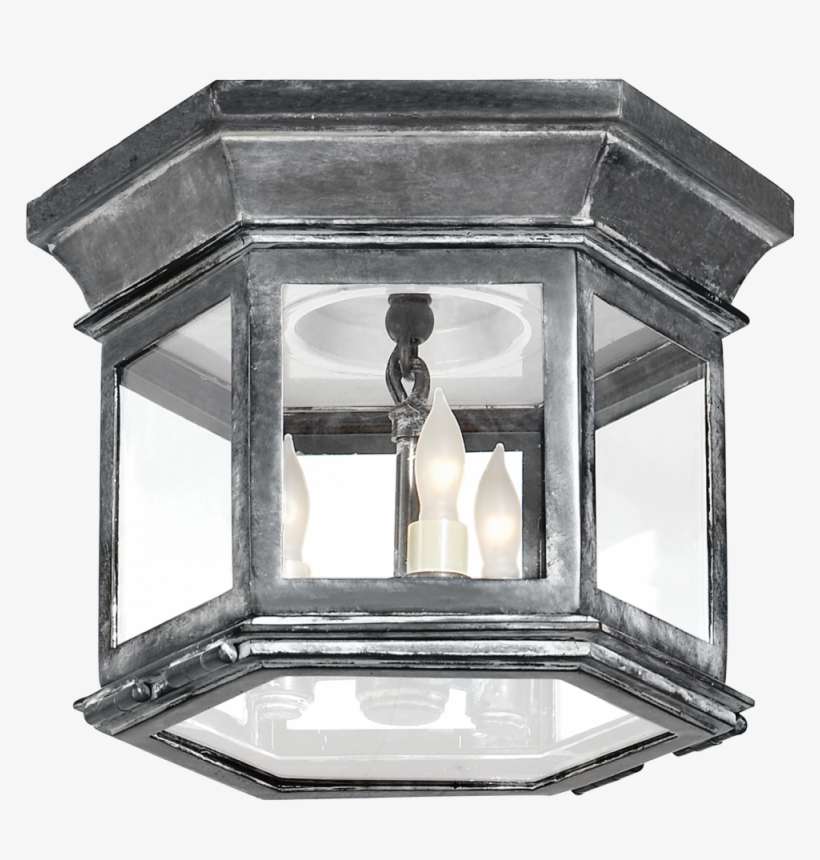 Club Small Hexagonal Flush Mount In Weathered Zi - Visual Comfort Cho4110wz-cg E. F. Chapman Club 3 Light, transparent png download