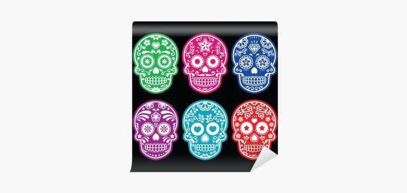 Mexican Sugar Skull, Dia De Los Muertos Icons Set On - Calavera, transparent png download