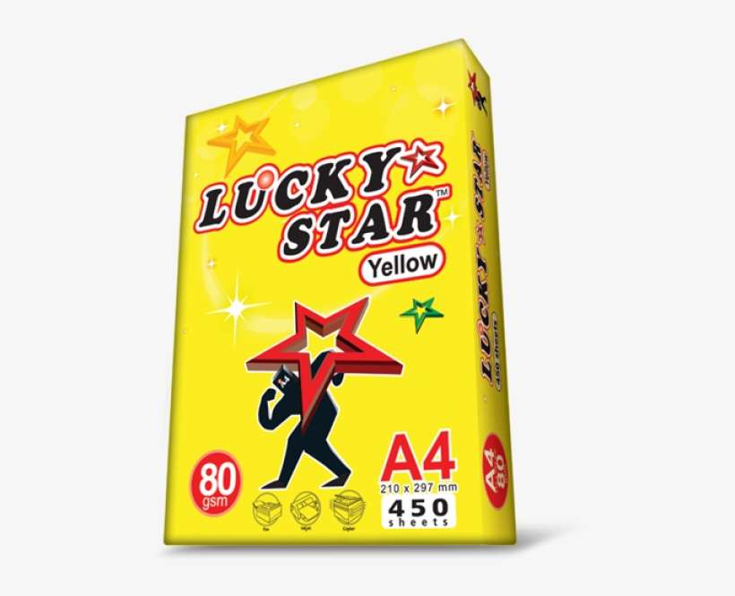 A4 80gsm Luckystar Yellow 450sheets - Lucky Star A4 Paper, transparent png download