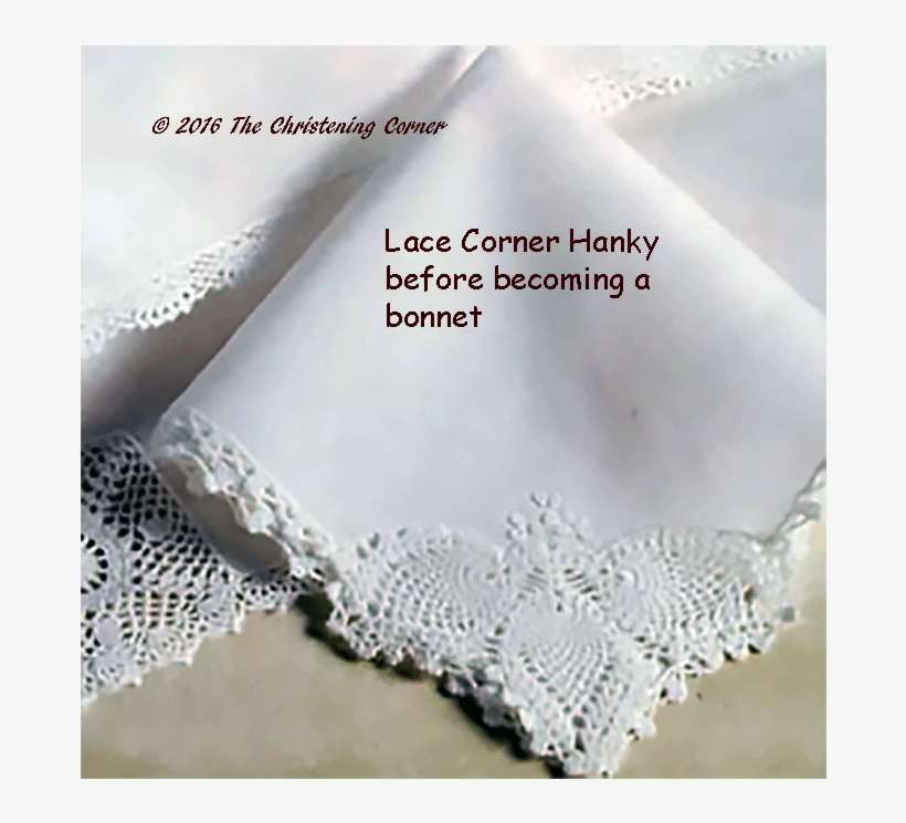 Lace Corner Baby Handkerchief Bonnet - Embroiderthis Lace Handkerchief - Angel White, transparent png download