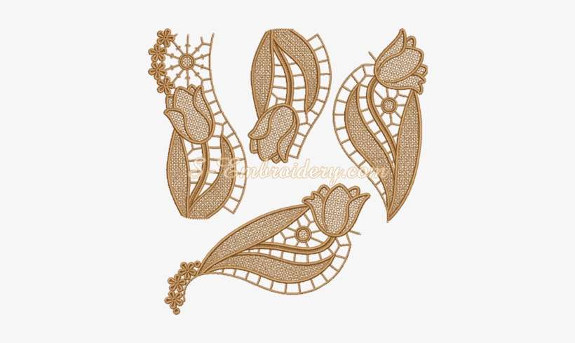 Tulips Free Standing Lace Doily Machine Embroidery - Illustration, transparent png download