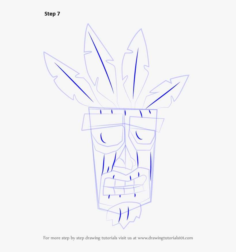 Learn How To Draw Aku Aku From Crash Bandicoot Step - Aku Aku Step By Step Drawing Lesson, transparent png download