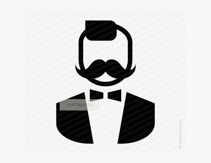 Vector Icon Of Stylish Man With Moustache And Bow Tie - Icon Stylish Man, transparent png download