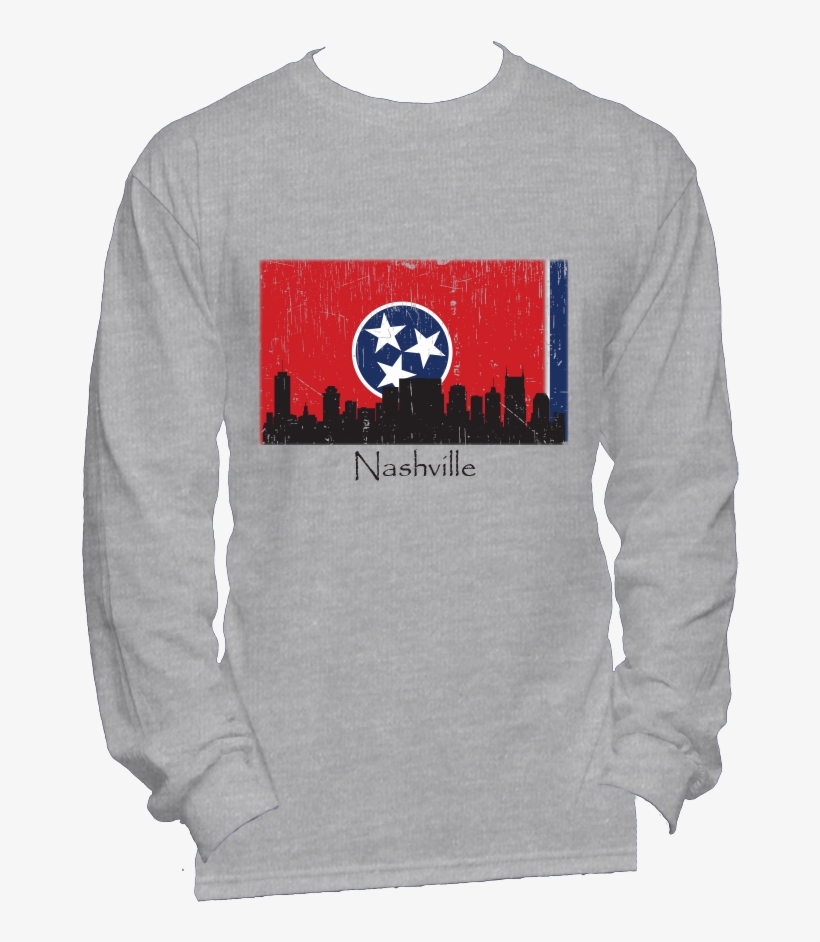 Nashville Skyline Men's Long Sleeve T-shirt - Flag Of Nashville, Tennessee, transparent png download