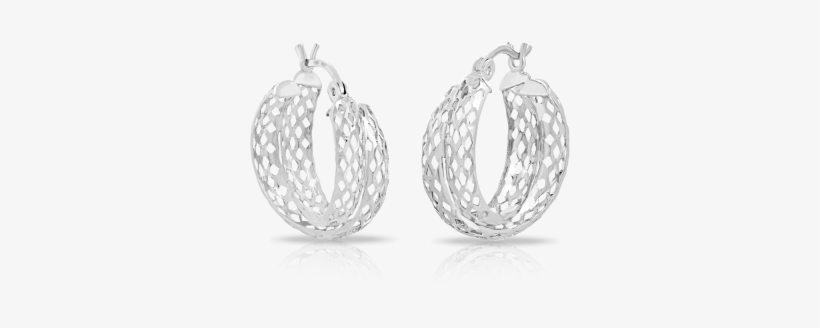 Diamond Cut Out Hoop Earrings Made In Sterling Silver - Earrings, transparent png download