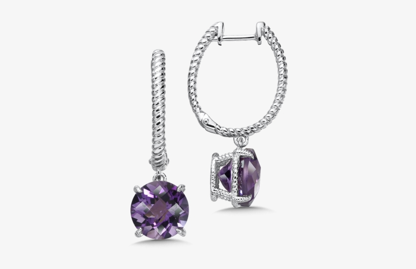 Amethyst Dangle Hoop Earrings - Amethyst Dangle Earrings Women's Sterling Silver, transparent png download