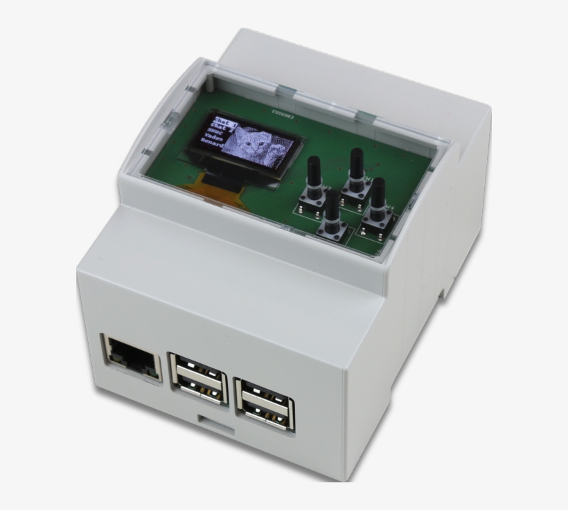 Din Rail 4m Enclosure With Oled Display And 4 Keys - Boitier Pi 3 Ecran Hdmi, transparent png download
