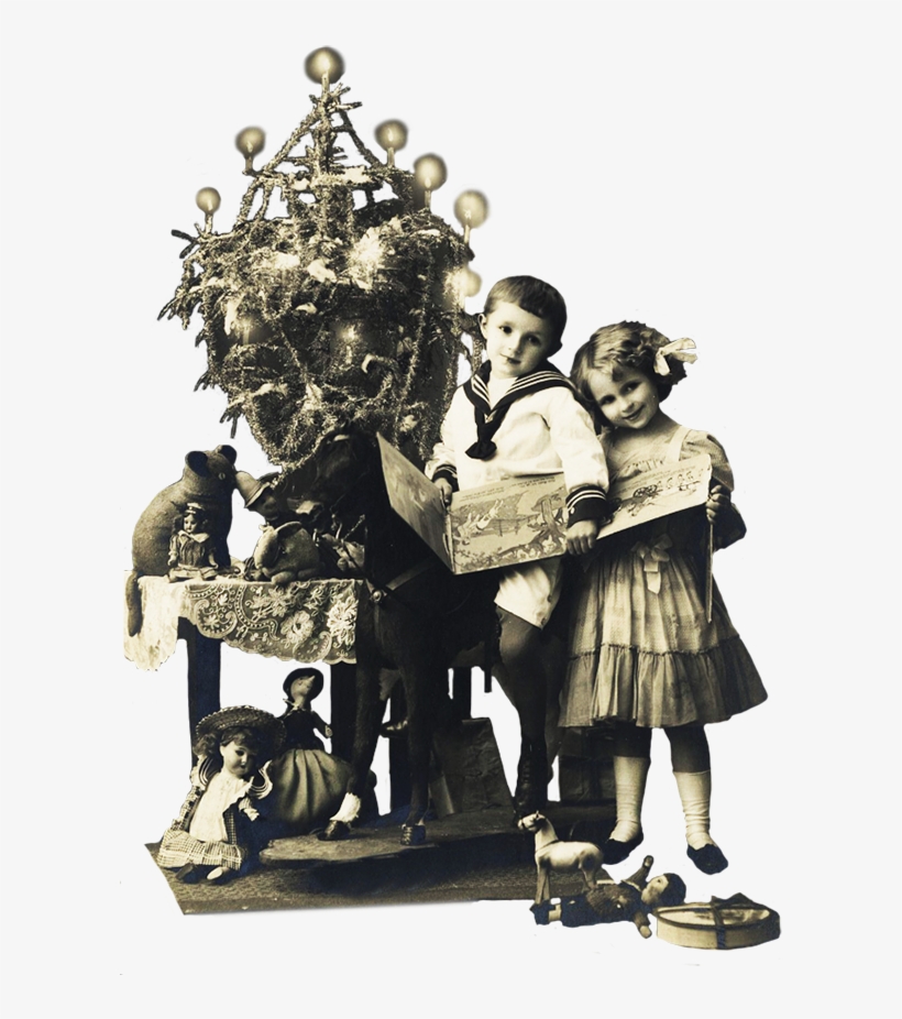 Vintage Photo Of Children At Christmas - Christmas Day, transparent png download