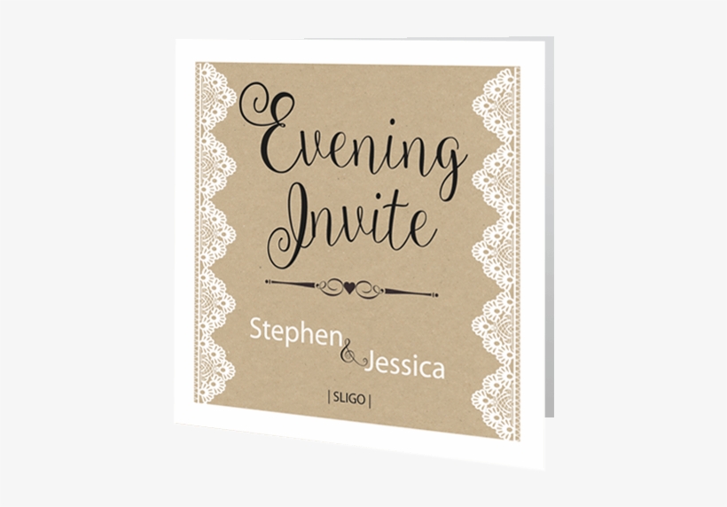 Wedding Evening Invite Rustic Lace On Brown Background - Wedding, transparent png download