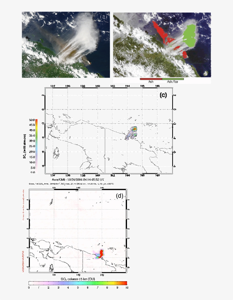 Montage Of Satellite Retrieval Products For The Eruption - Map, transparent png download